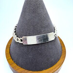 VTG Solid Sterling Silver 925 ID Bracelet Cuban Link Chain Size 7.25" Length